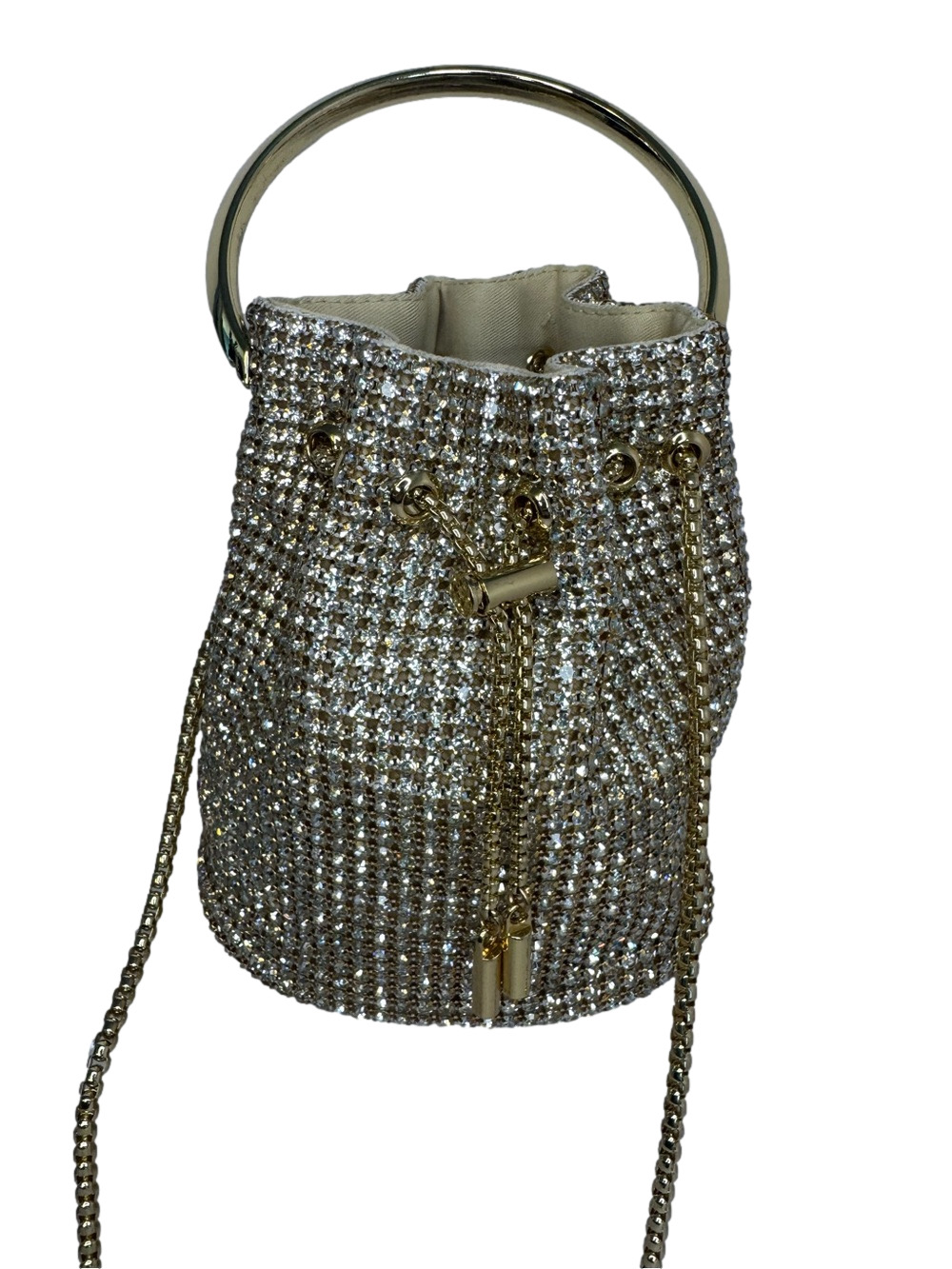 #387 Madison West Zafira Rhinestone Two-Way Bucket Evening Bag